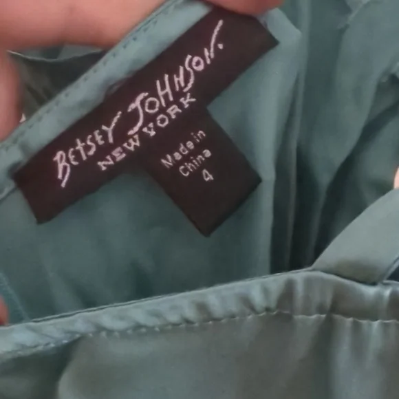 Betsey Johnson Silk Teal Lace Trim Dress - Picture 9 of 10